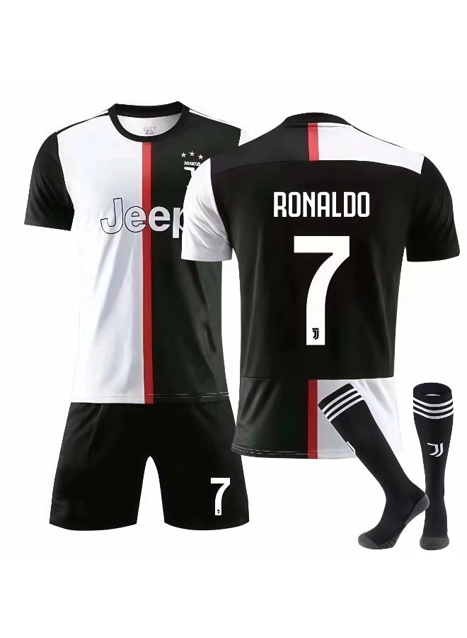 Juventus 2019-2020 Juventus retro football uniform #7 RONALDO football jersey shorts socks set children's size and adult size gifts for fans and friends - Image 1